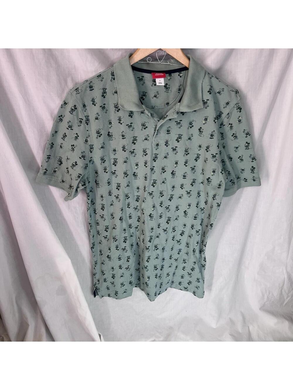 Disney/Amazon Essentials  Golf Shirt Mickey Mouse Size S Green